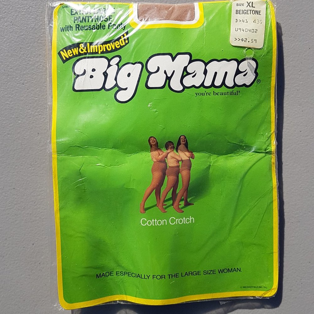 SOLD Vintage 1980s Big Mama Beige Stockings XL New NOS